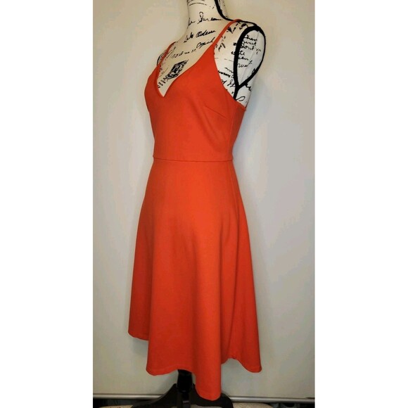 Lulus Coral Red Cocktail Midi Dress Womens LG Stretch V Neck Sexy Elegant Classy - Picture 8 of 14